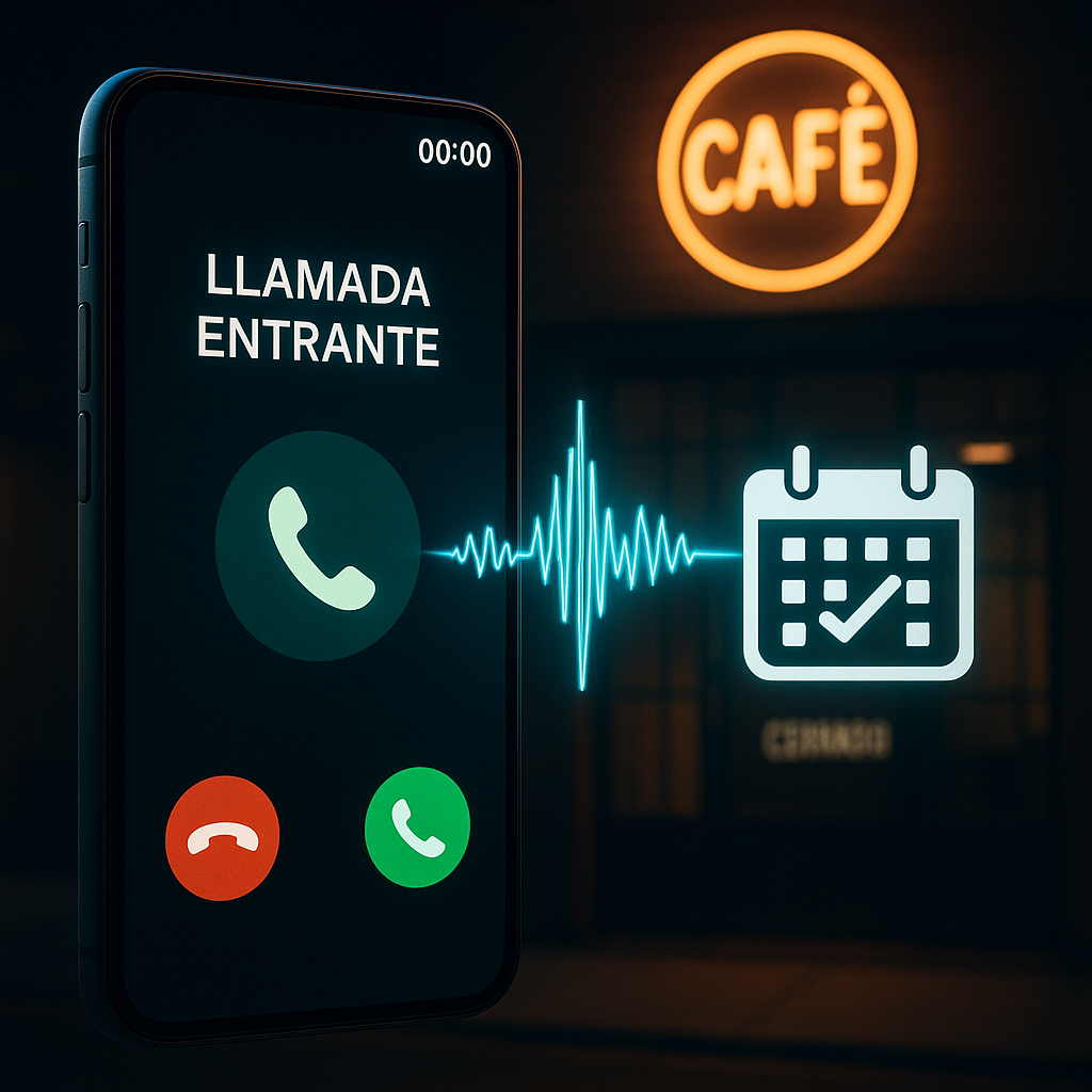 Una llamada entrante en un celular se conecta a un calendario, agendando una cita automáticamente gracias a la IA.